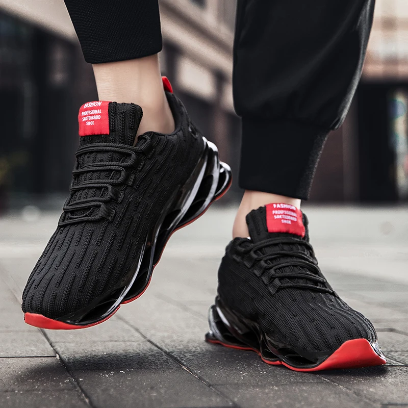 

New Trend Men Sport Shoes White Black Men's Sneakers Lace Up Running Shoes for Man Breathable Mesh Mans Sneaker Damping Jogging