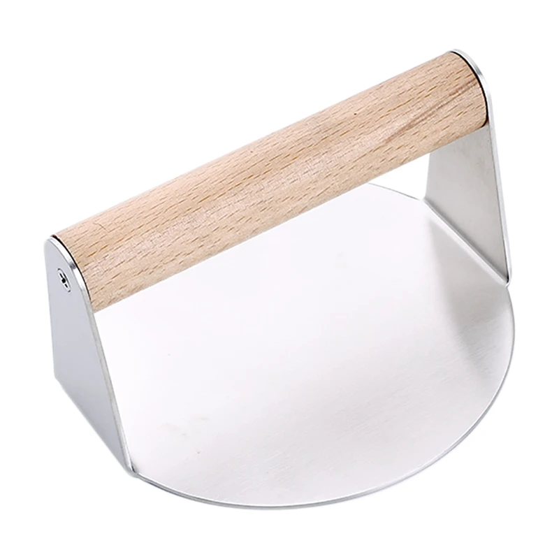 

New Burger Smasher Stainless Steel Bacon Press,Round Heavy Duty Burger Smasher With Wood Handle,Bacon Press Grill Press