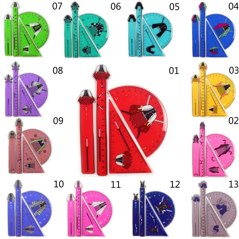 

4Pcs/Set Anime Demon Slayer: Kimetsu No Yaiba Cosplay Ruler Set Measuring Scale Students Cartoon Measure Ruler Supplies