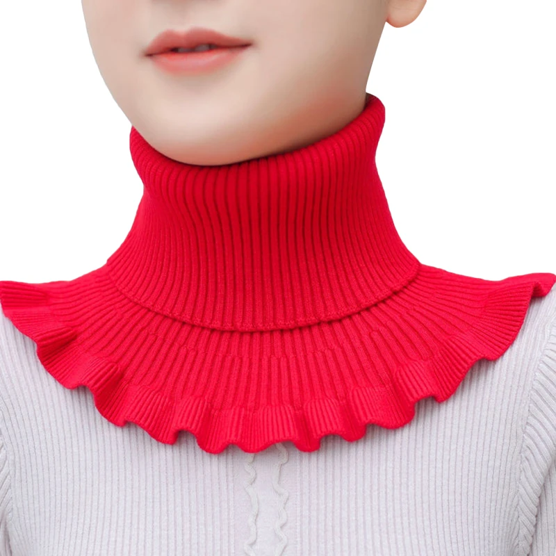 

Winter Bib Pullover Women Turtleneck Ribbed Knit Fake Collar Neck Scarves Chest Back Cover Elastic Windproof False Scarf Collar