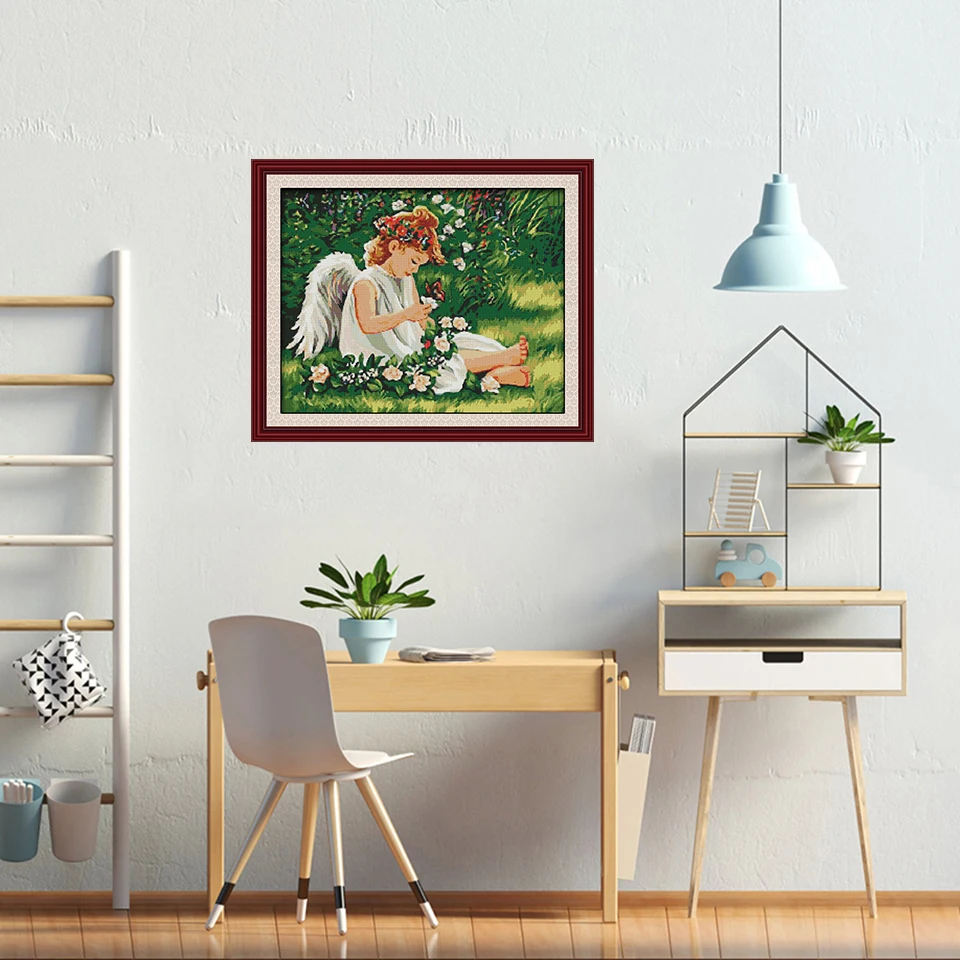 Набор с вышивкой Ангел на зелени для вышивки крестиком набор рукоделия Счетный