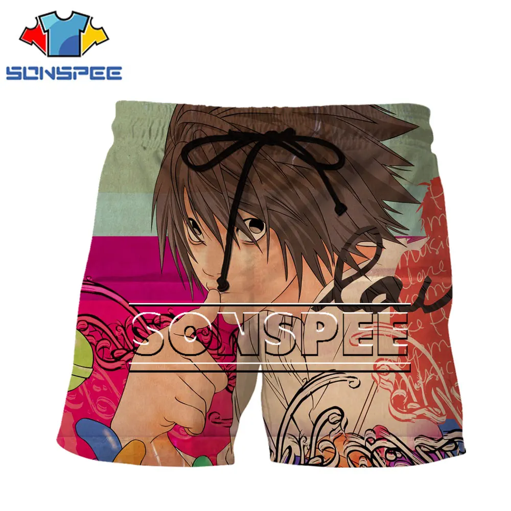 

SONSPEE Brand Men Woman Shorts Death Note Japanese Anime Cartoon Characters Interest Peculiar Oversize Casual Sportswear Shorts