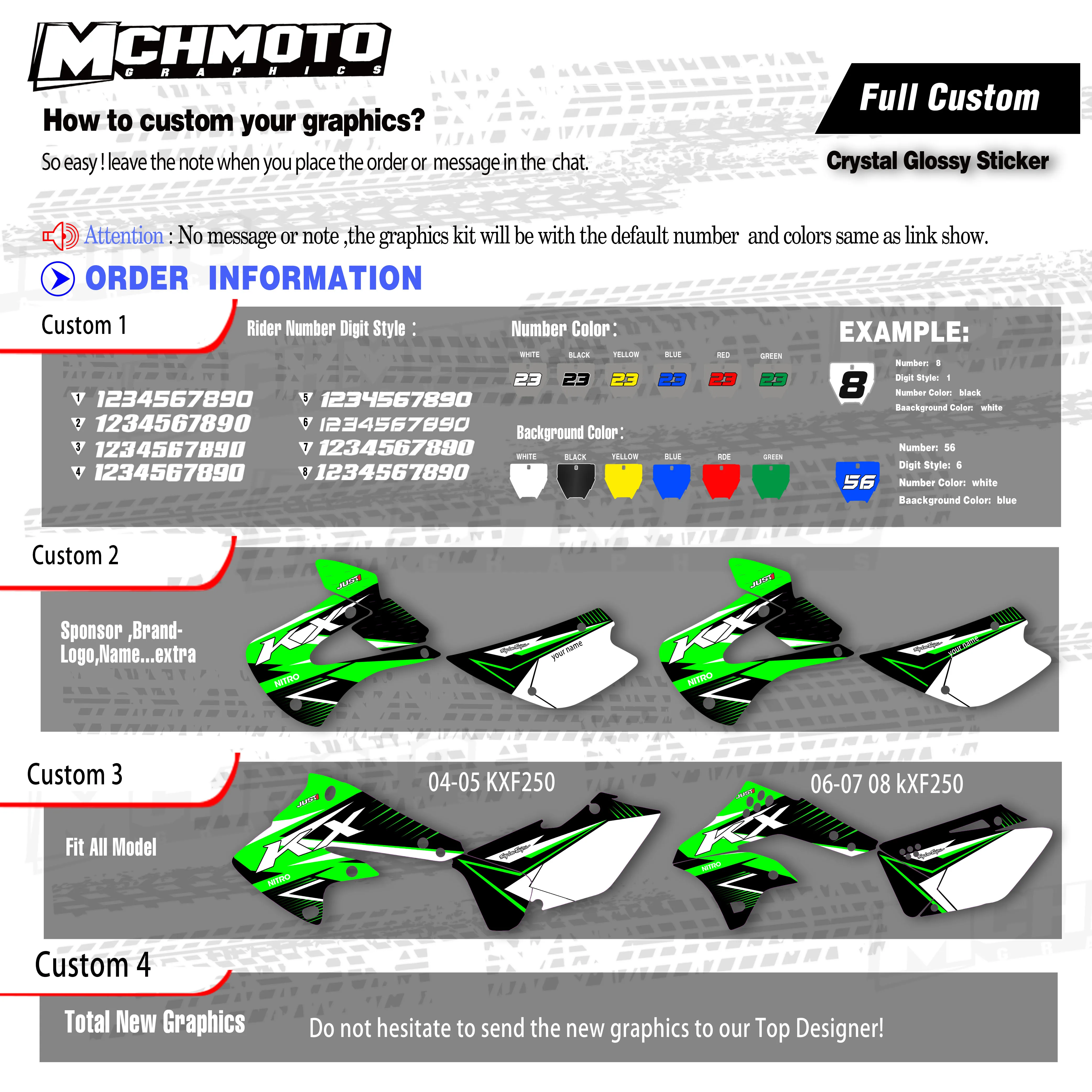 MCHMFG графика и фон наклейка комплект для Kawasaki KX85 KX100 1998-2013 2011 2010 2009 2008 2007 2006 2005 2004 KX