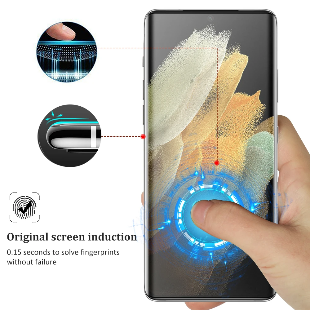 

2 In1 Tempered glass For Samsung Galaxy S21 Ultra Camera Lens Film Screen Protector For Samsung S21 Ultra Curved Tempered Film