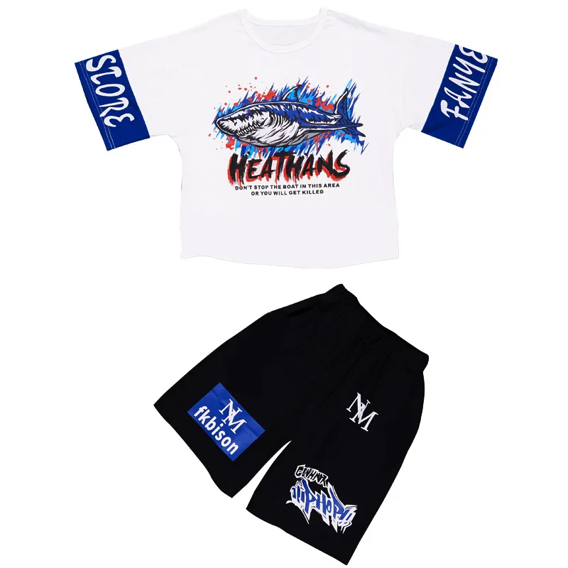 Новая детская одежда для уличных танцев модная футболка с короткими рукавами в