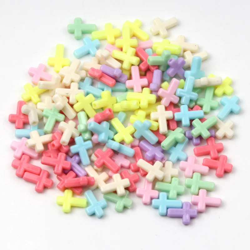 

12x16mm 50pcs Mixed Color Plastic Cross Beads For Jewelry Making Necklace Charm Loose Beads Diy Accessories