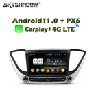 Автомобильный DVD-плеер Carplay PX6, 720P, IPS, Android 11,0, 4 Гб + 64 ГБ, GPS, RDS, радио, Wi-Fi, Bluetooth, для Hyundai Verna Solaris 2017