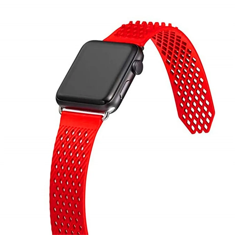 Без пряжки дизайн спортивный силиконовый ремешок для Apple Watch Series 4 3 2 1 мягкий ремешок замена Браслет для iWatch 44mm42mm 40mm38mm