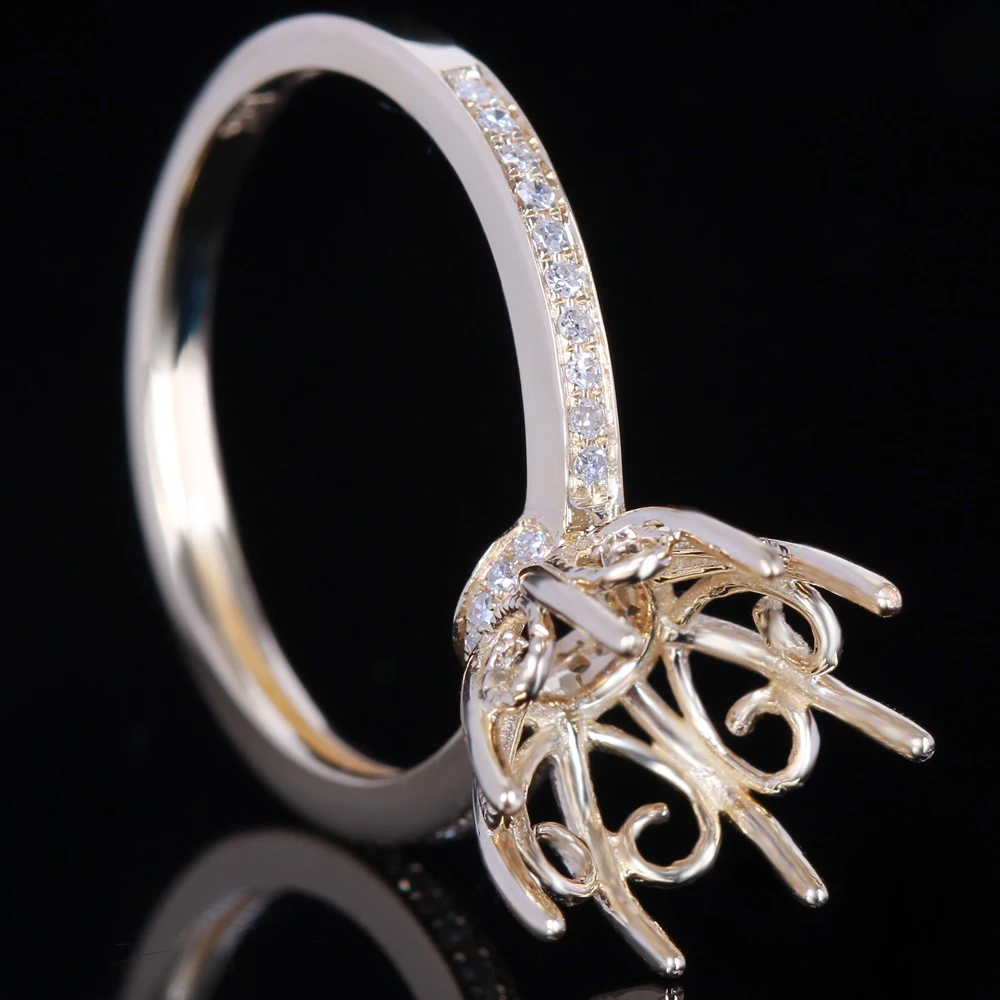 Кольцо HELON с полукруглым креплением 10 -11 мм однотонное 14 к желтое золото