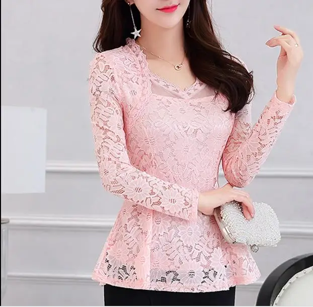 2019 Весенняя женская кружевная рубашка с вырезами кимоно Повседневная блуза