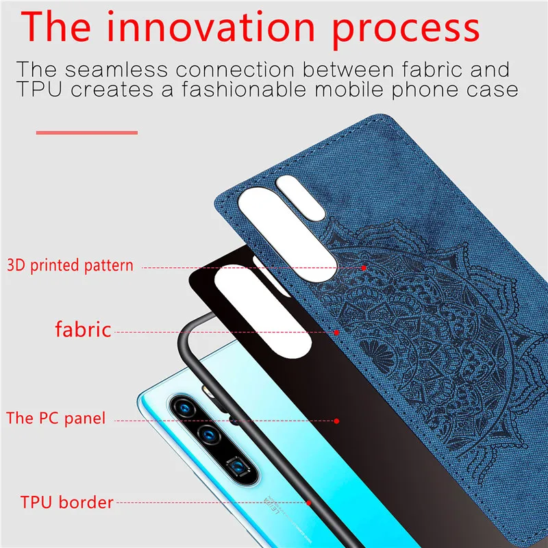 Тканевый чехол для телефона huawei p30 pro с тиснением мандалы однотонный защитная