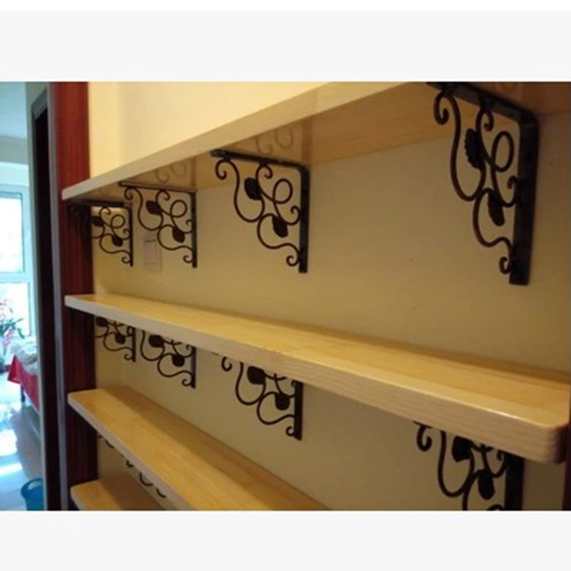 4 шт. винтажный Железный кронштейн для полки с винтами утолщенный несущий кованый