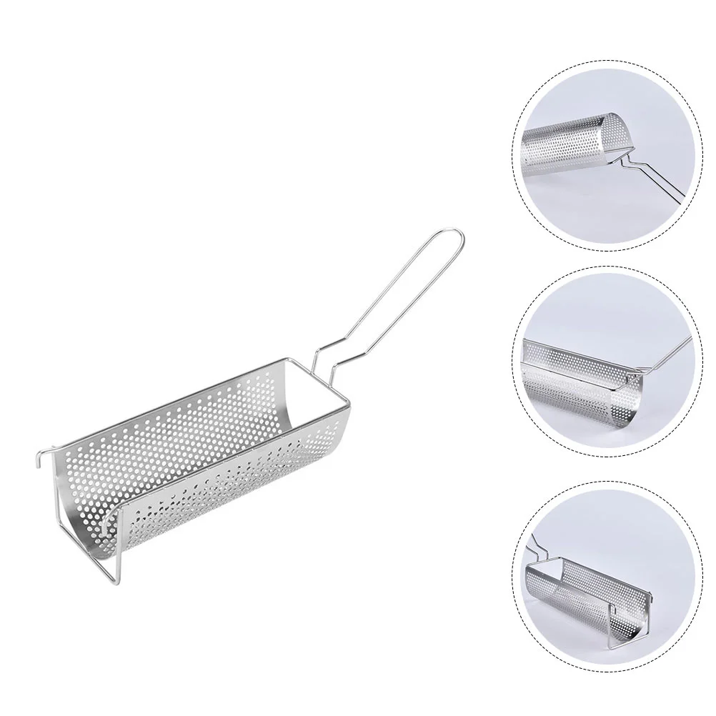 

1Pc Stainless Steel Drain Basket Heat-resistance Fries Frying Basket (Silver)