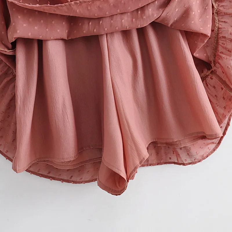 

Donsignet Summer Women Ruffles Lace Chiffon Dress sexy Mini Beach Dress Three Quarter Sleeve Ladies Party Dress fashion Vestido