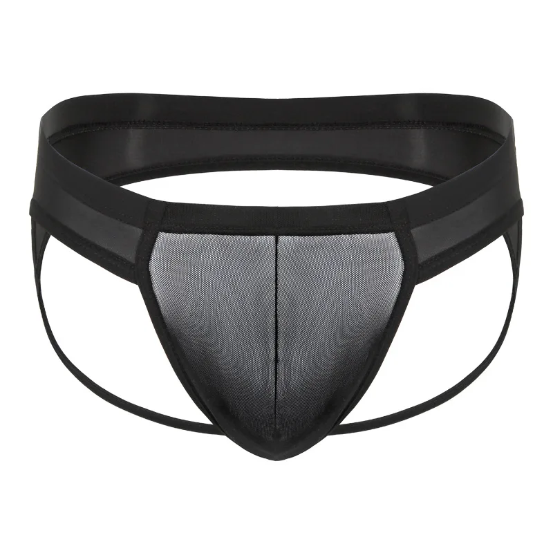 Мужские трусы джоки Черные стринги из прозрачной сетчатой ткани танга
