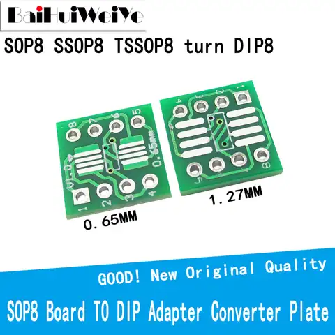 Плата-переходник SOP8 DIP8 SMD для DIP IC, плата SOP8 TSSOP8 SOIC8 SSOP8 для DIP-адаптера, 0,65 мм, 1,27 мм, 20 шт.