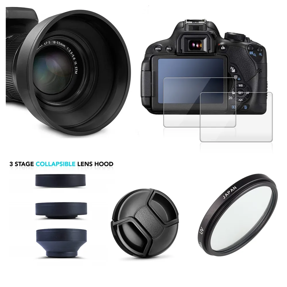 УФ-фильтр+ бленда+ крышка+ стекло ЖК-протектор для цифровой камеры Nikon Coolpix P900 P900s P1000