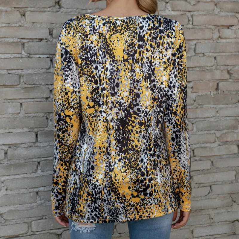 

2021 New Spring Tops 2XL Oversized Women Printed T Shirt Long Sleeve V-Neck Womens Casual Loose Tee Clothes Ladies Plus Size Top