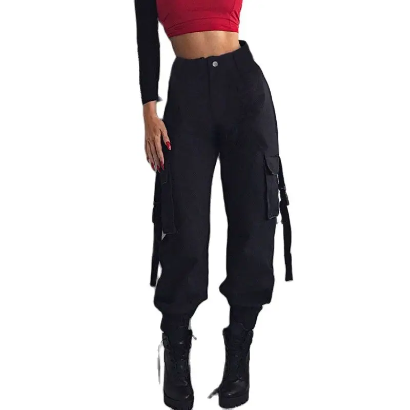 

2021 New Women High Waist Hip Hop Dance Tapered Cargo Jogger Pants Trousers Harem Baggy Jogging Sweatpants