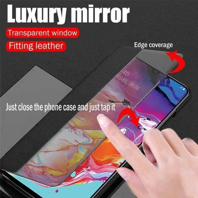 Smart Case For Xiaomi Redmi 9 8 9A 9C 8A Cover Flip Leather Window View Cases For Xiaomi MI Note 10 9 Lite Redmi Note 9 Pro 9s
