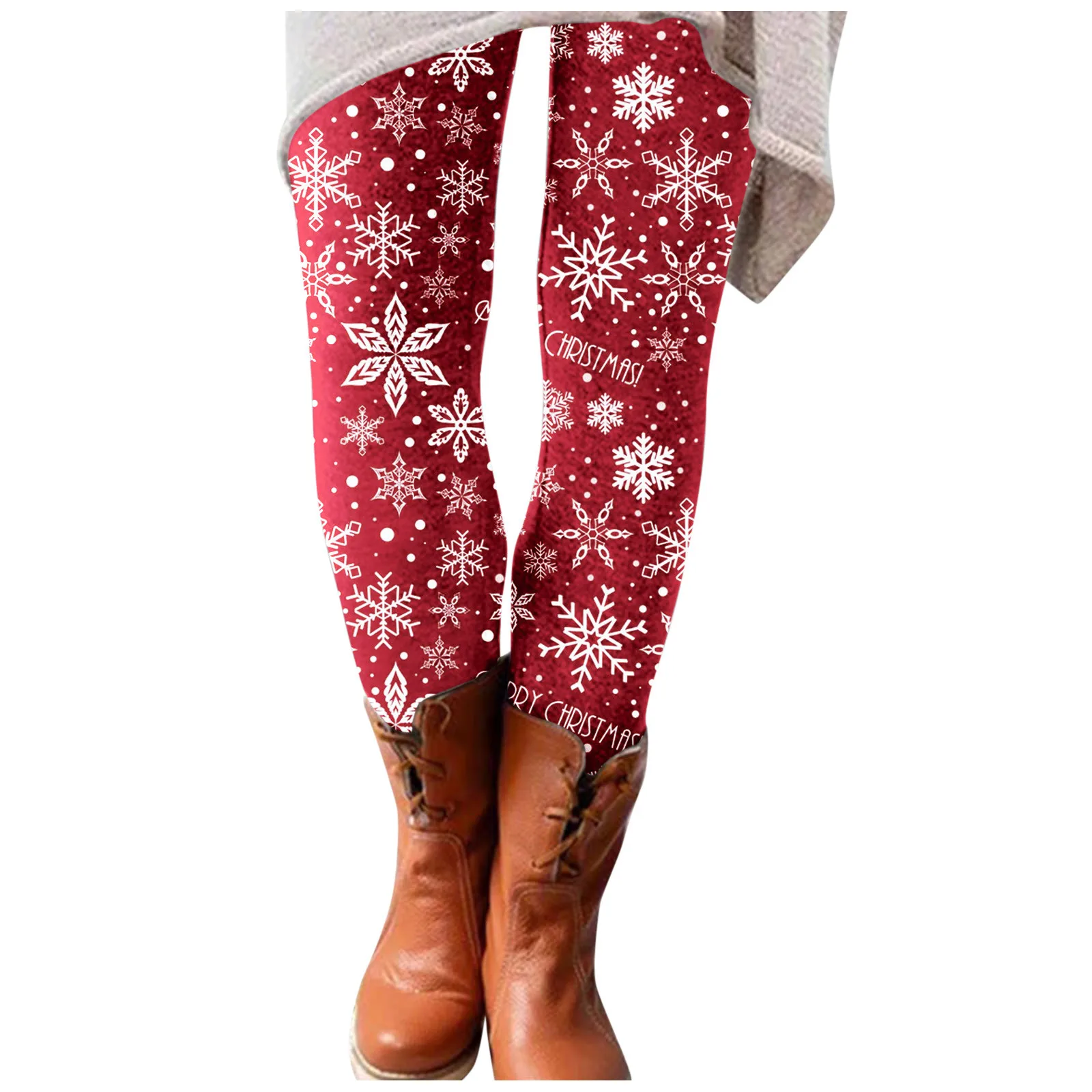 

All-match Pants Elastic Long Christmas Casual Women Leggings Printed Slim Boot Pants