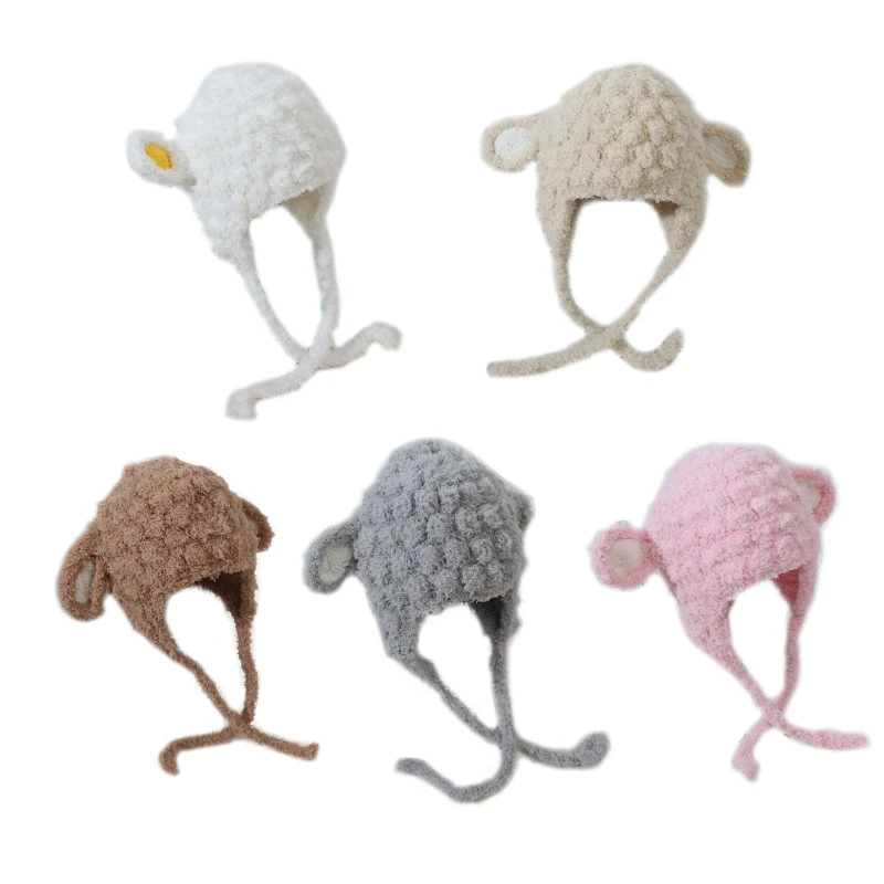 

Soft Knitted Wool Baby Kids Hat Cute Ear Protection Bonnet Winter Warm Thicken