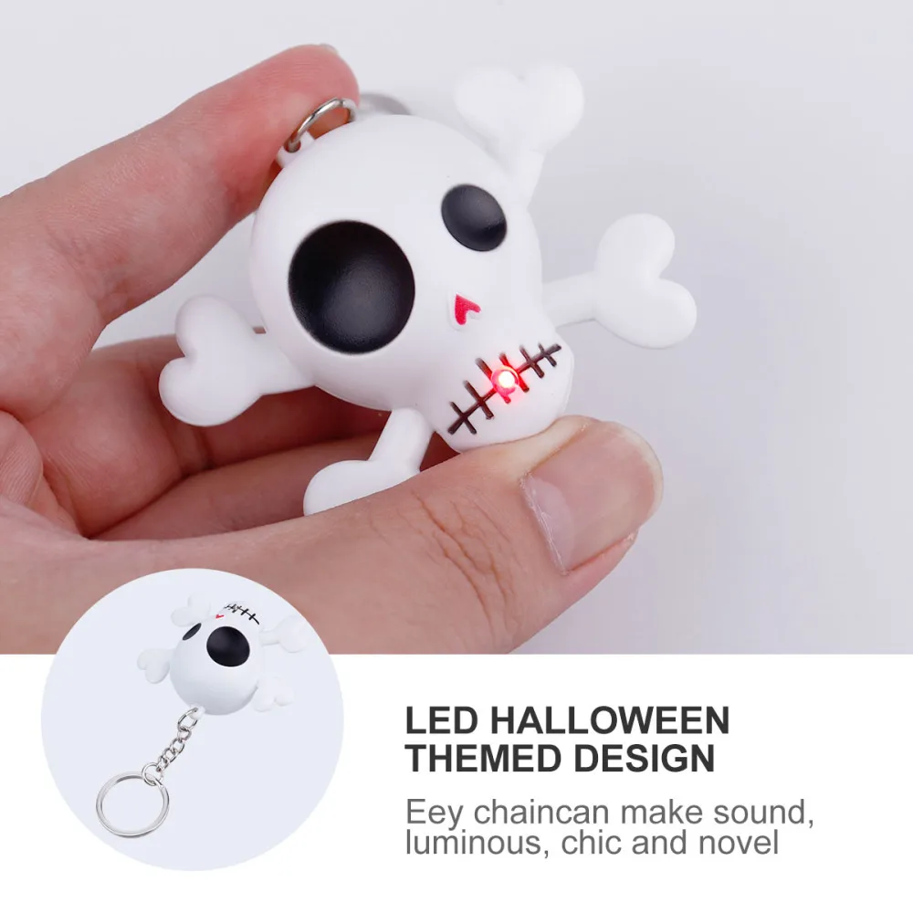 

4pcs Creative Led Glowing Sounding Keychain Keyring White Black