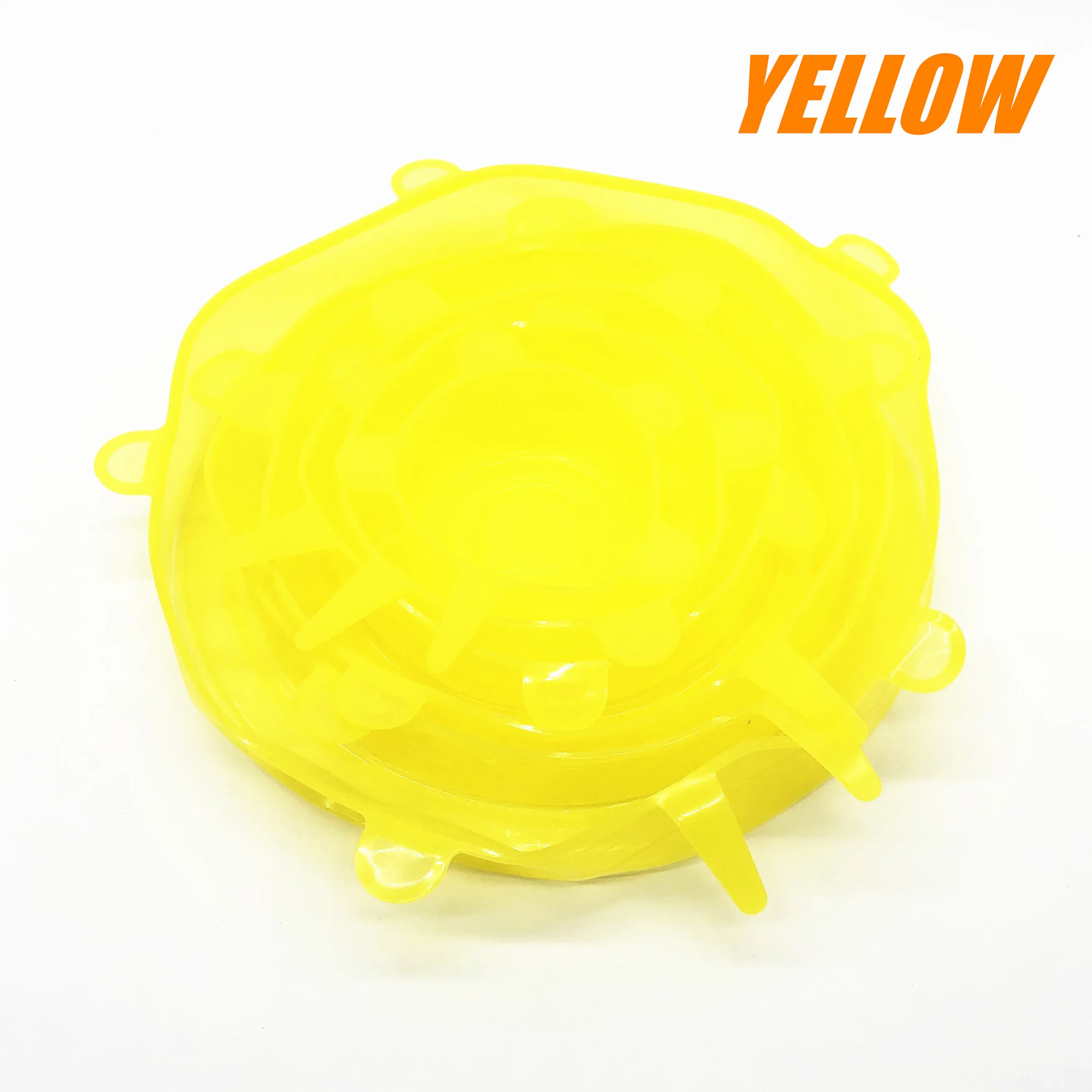 Yellow 6 шт многоразовые силиконовые Эластичные крышки универсальные прочные расширяемые крышки для хранения продуктов для различных размеров и форм контейнеров - Цвет: Yellow