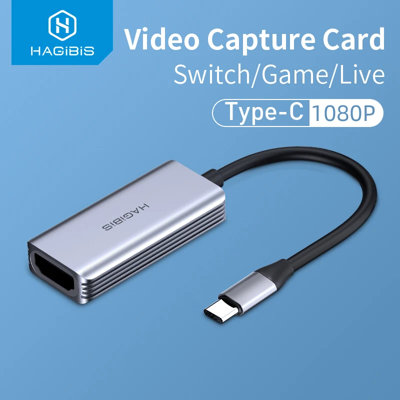 Карта видеозахвата hagibus Type C HDMI совместимость с USB 1080P HD игровая запись для PS4/5