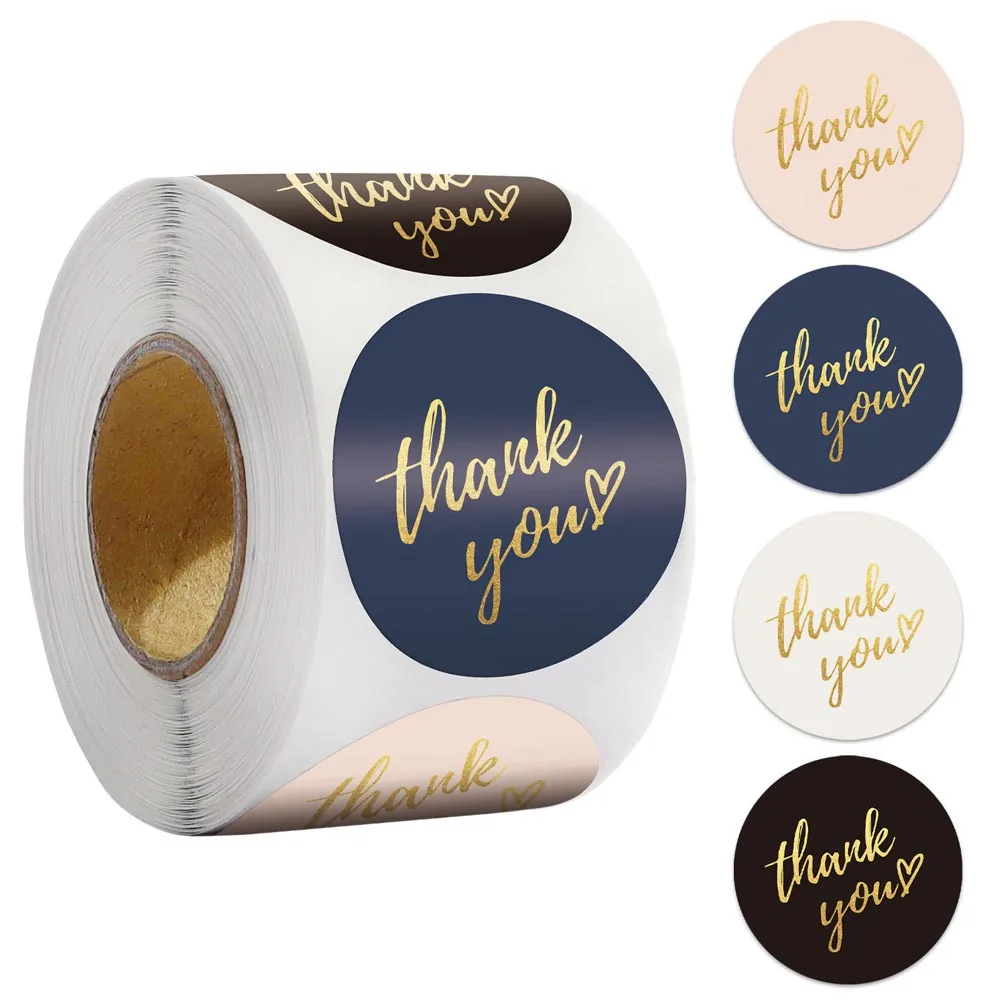 

1.5 Inch Thank You Adhesive Stickers with Love Wedding Party Favors Envelope Mailing Supply Packaging Sealing Stationery Sticker