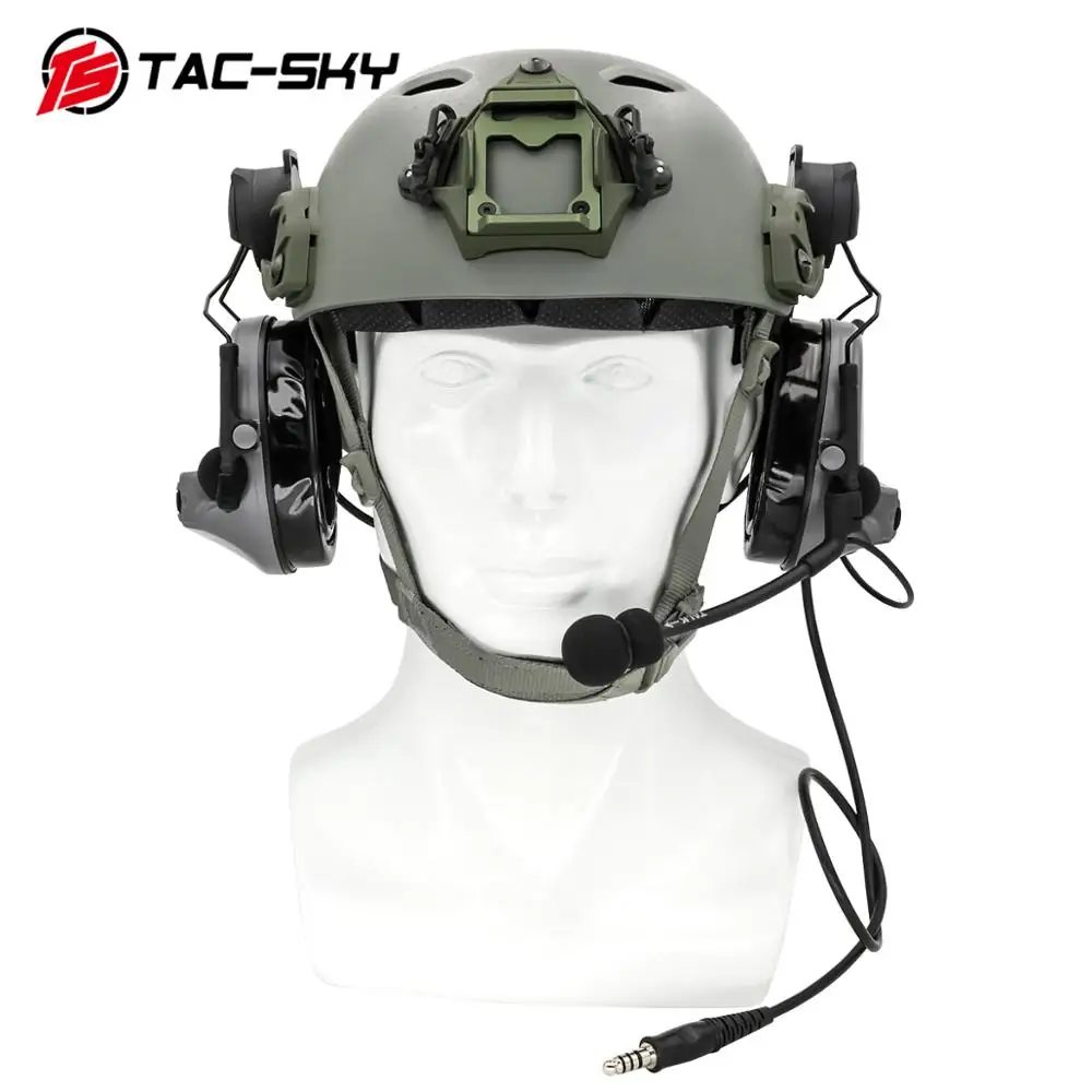 TAC-SKY COMTAC II helmet mounted version hunting headphones noise reduction military shooting headset +tactical PTT U94 PTT gray