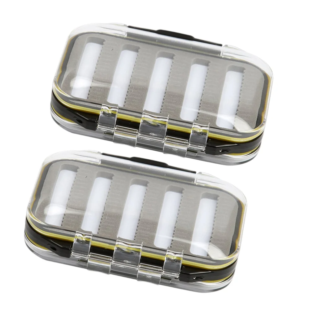 

2pcs Fly Box Waterproof Slit High Density Double Sided Fly Fishing Tackle Box Transparent Fly Box Type A (Black