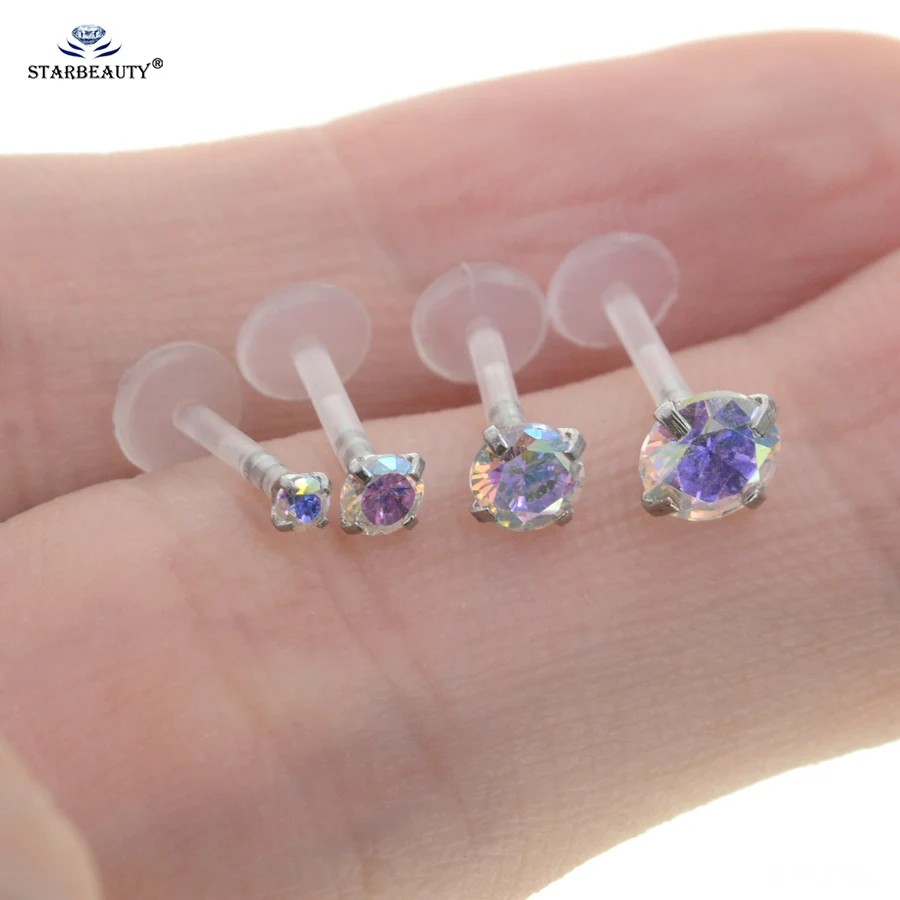 Starbeauty 1 шт. 16G 2/3/4/5 мм прозрачный бар кольцо-гвоздик в нос спираль козелка пирсинг ореха Лабрет, украшение для пирсинга кольцо для губ уха сережки для пирсинга