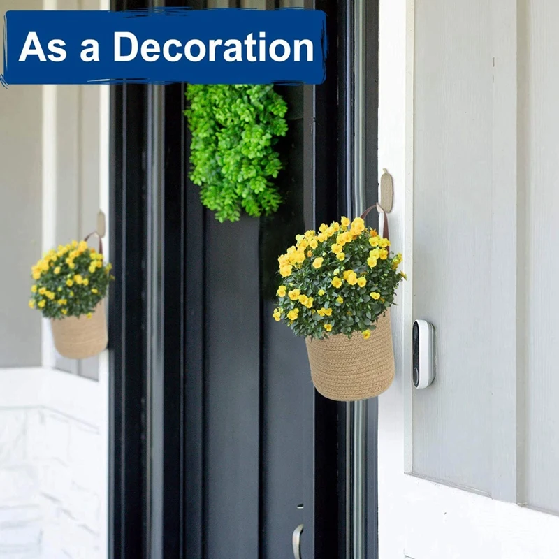 

4Pack Hanging Baskets Wall Basket Woven Storage Baskets Jute with Leather Handles Small Decorative Baskets