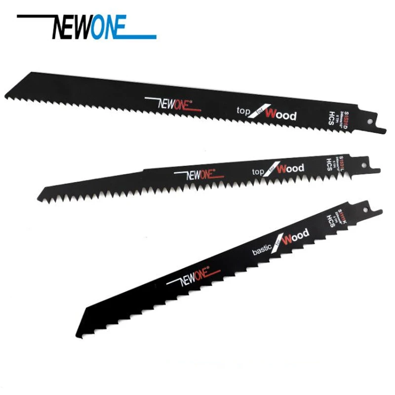 NEWONE 5-Piece Reciprocating Saw Blades HCS Sawzall Blade Set for Wood Cutting 3TPI/5TPI Reciprocating/Sawzall Saws/Sabre Saws