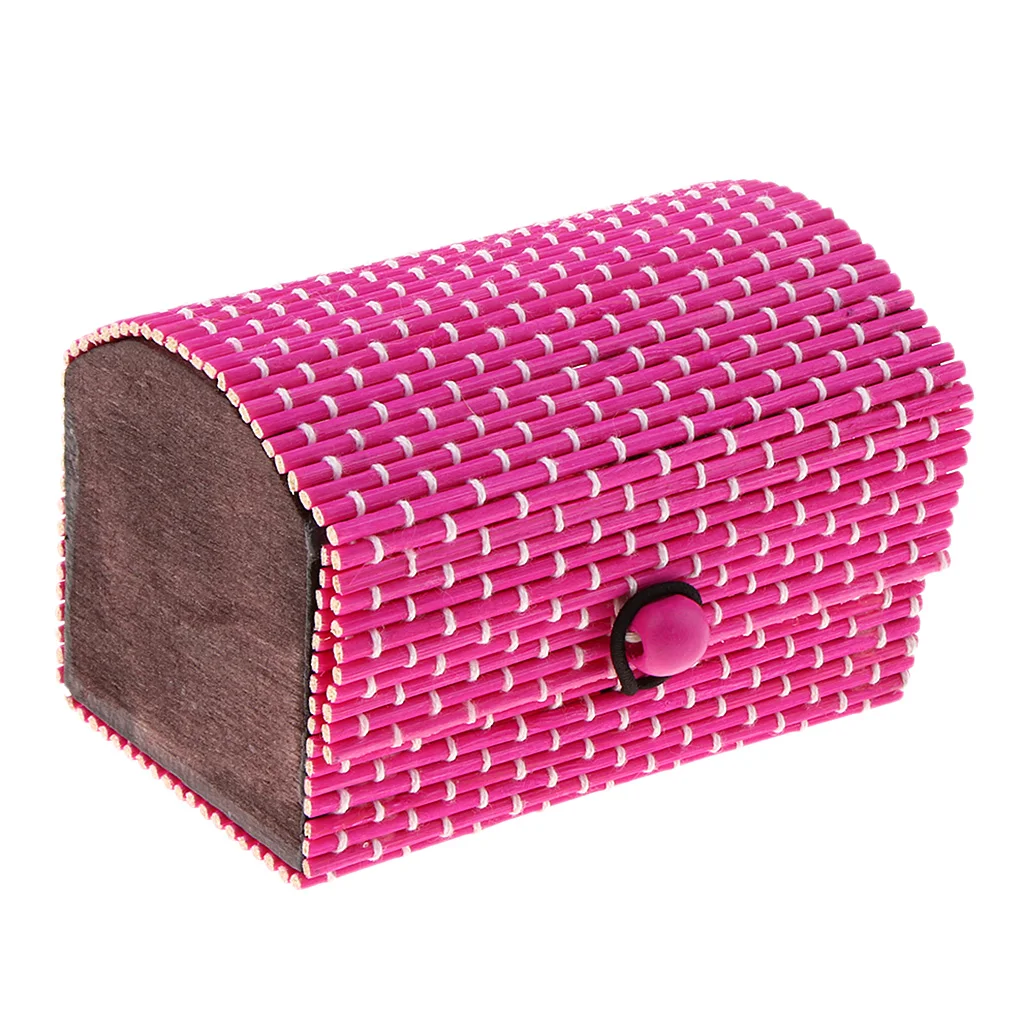 

9x6x6cm Mini Travel Case Jewelry Trinkets Showcase Natural Bamboo Handmade