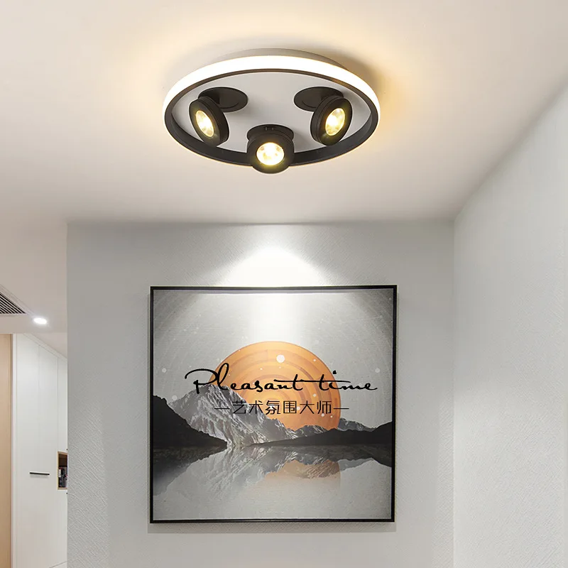 

LED Entrance Lamp Modern Round Ceiling Lights with Rotatable Spotlight White Black Hallway Aisle Clothes Shop LED Ceiling Lamps