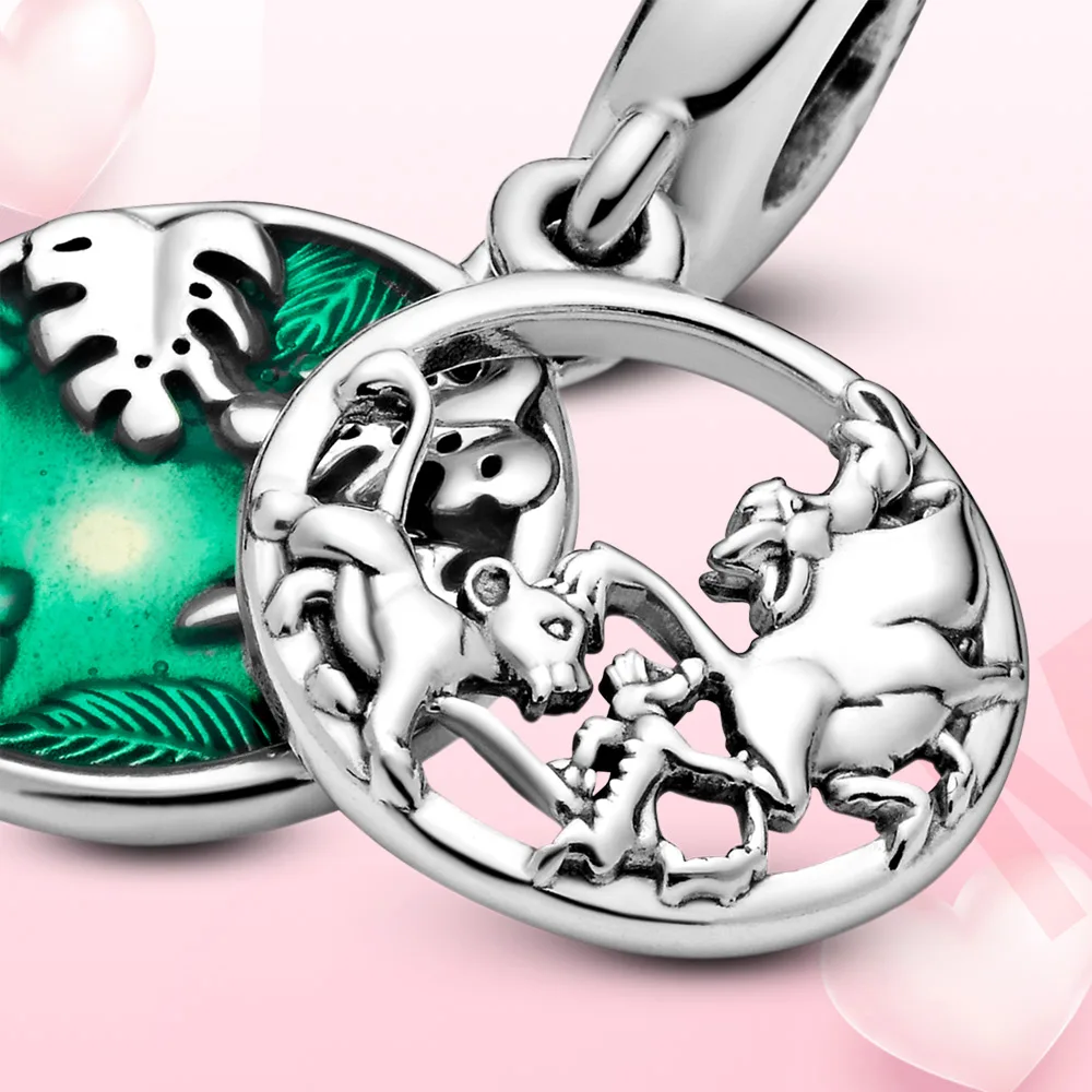 

925 charm Simba Pumbaa and Timon Dangle Charm Pendant Fit Original Pandora bracelet nacklace women jwelry