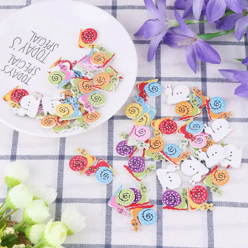 50 шт. милые улитки деревянные пуговицы для шитья Скрапбукинг Ремесло DIY