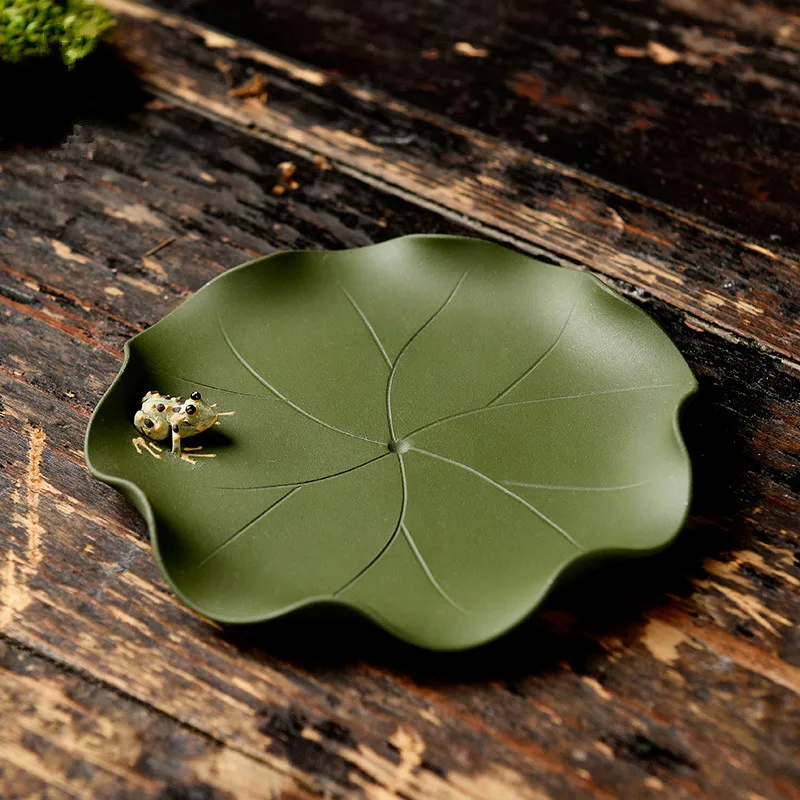 Yixing Purple Sand Frog Lotus Leaf Coaster Cup Saucer Handmade Tea Pot Base Kung Fu Set Coasters In Holder | Дом и сад