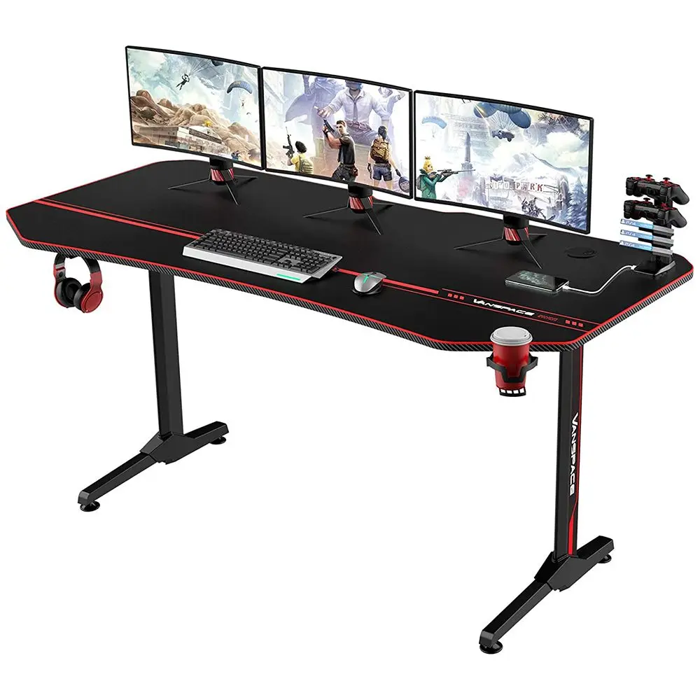 

Эргономичный игровой стол 2022, 63 дюйма, компьютерный стол для киберспорта, настольные компьютерные игровые столы, рабочая станция с USB-подста...