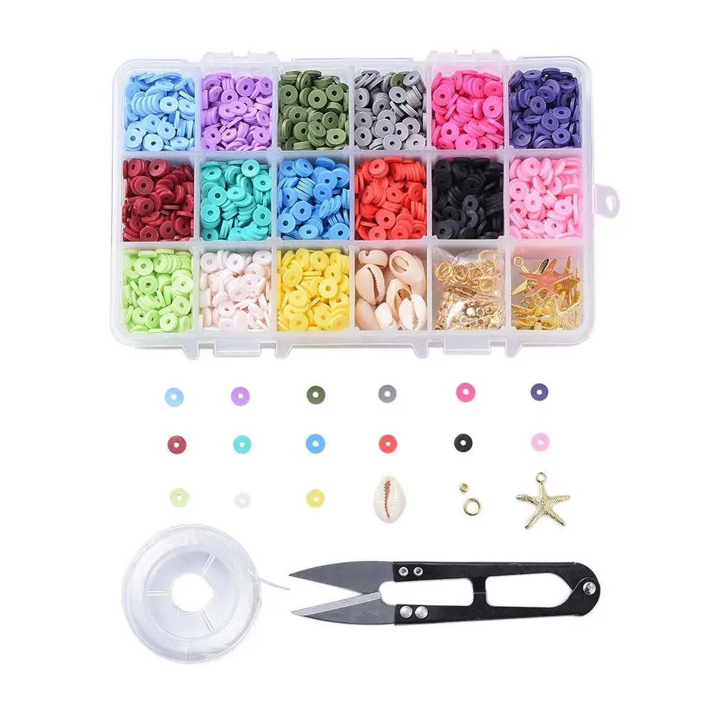 

1 Box Environmental Handmade Polymer Clay Beads Disc Heishi Bead Loose Spacer Beads Cowrie Shell for Bracelet Jewelry Making