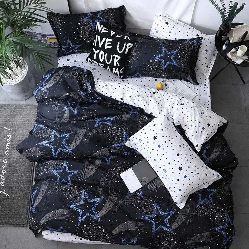 

Black Strips 4pcs Girl Boy Kid Bed Cover Set Duvet Cover Adult Child Bed Sheets And Pillowcases Comforter Bedding Set 2TJ-61018
