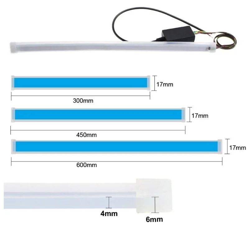 

1pc 30/45/60cm Ultra Thin Double Color Running Strip Car Soft Tube LED Strip DRL Flowing Turn Signal Lamp Daytime