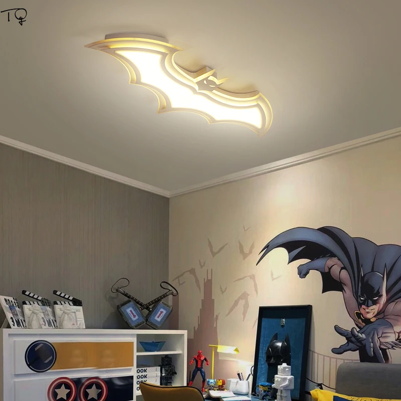 Lámpara de techo con diseño de murciélago y Animal de dibujos animados, luz Led acrílica con protección ocular para habitación de niños, cafetería y Bar