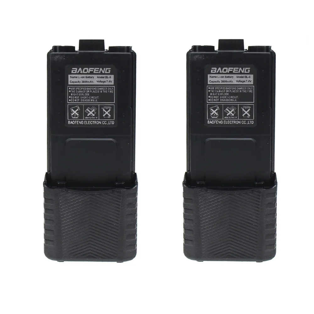 2 Pcs Black Baofeng UV5R портативная рация аккумулятор Расширенный 7,4 V 3800mAh литий-ионный BL-5 Аккумулятор для Baofeng UV-5R UV-5RE черный - Цвет: 2 Pcs Black