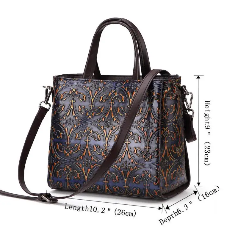 

Bestform Vintage Women Luxury Handbags 2021 New Genuine Leather Handmade Embossing Messenger Bag Leisure Cowhide Shoulder Bags