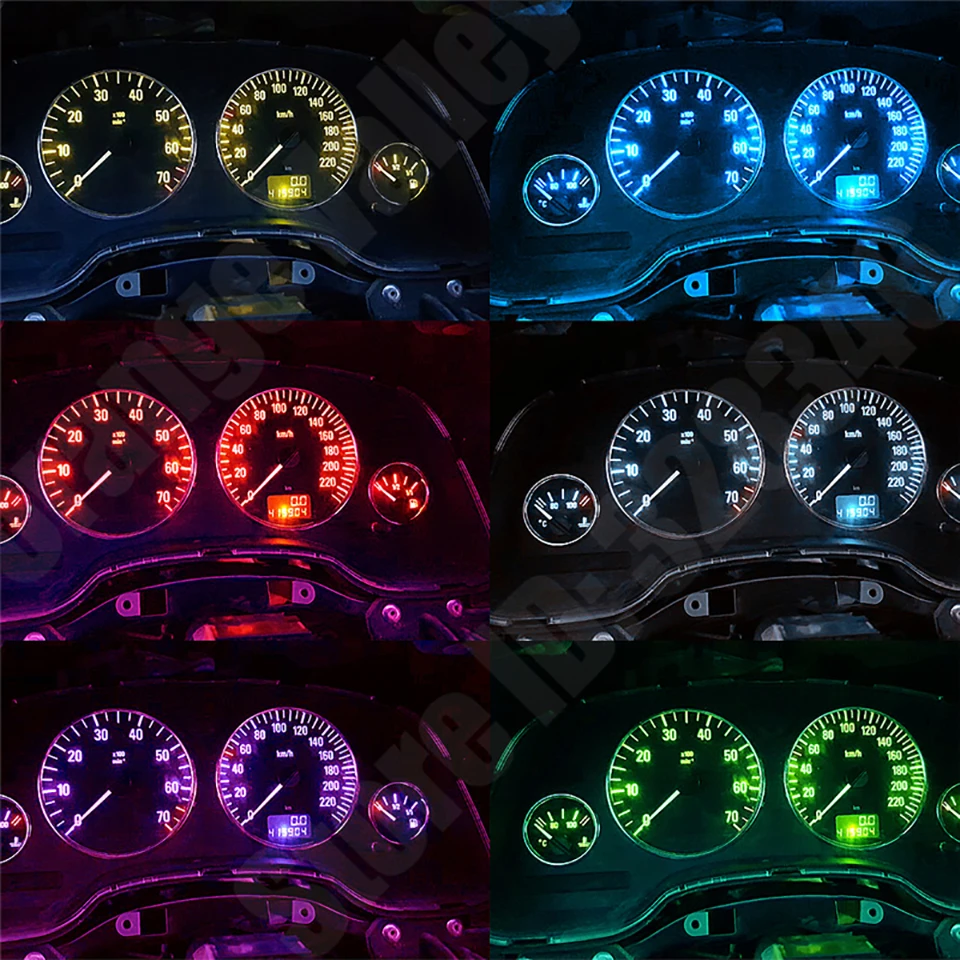 

ANMINGPU 10x T5 Led Canbus Signal Lamp W3W W1.2W LED 3014SMD Dashboard Gauge Lamps Car Warning Indicator Instrument Lights 12V