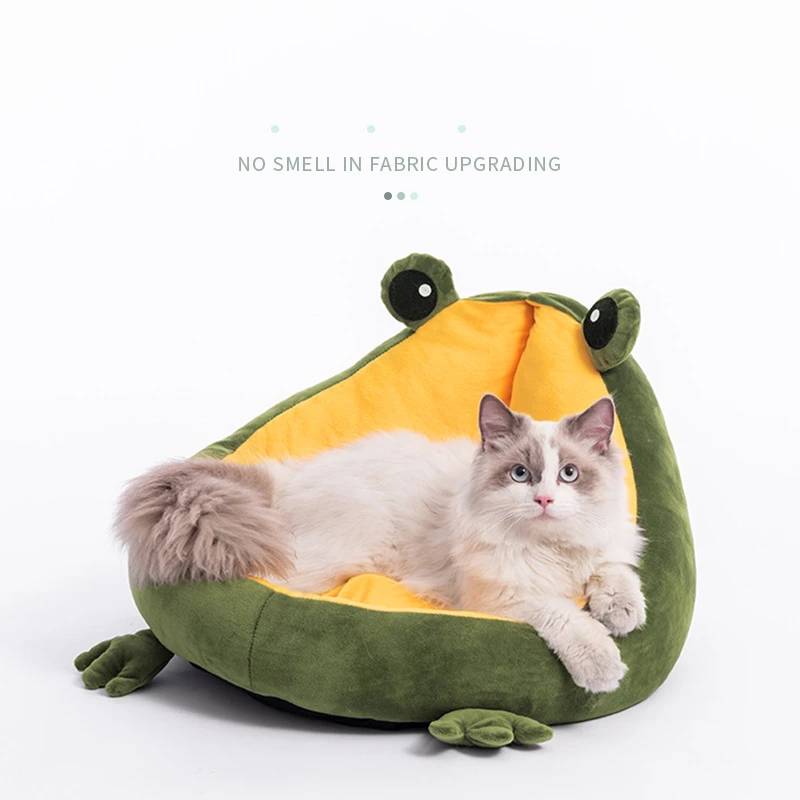 

Hot Sale Indoor Pet Cat's House Mat for Small Dogs Beds Portable Kitten Warm Soft Cute Frog Sleeping Loungers Bag Products DB505