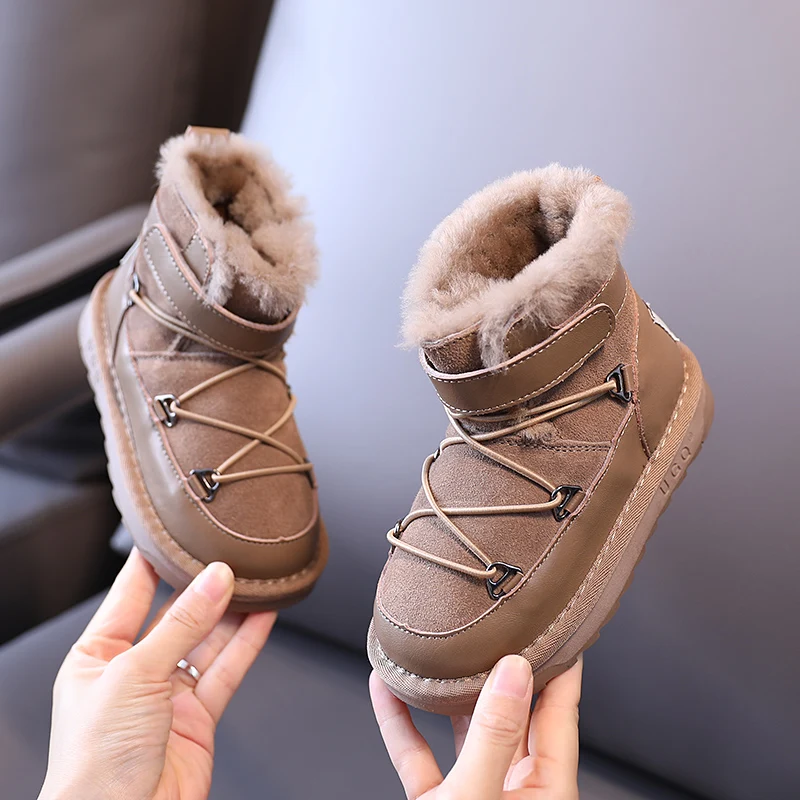 2021 новые зимние детские ботинки теплые из натуральной кожи на мягкой